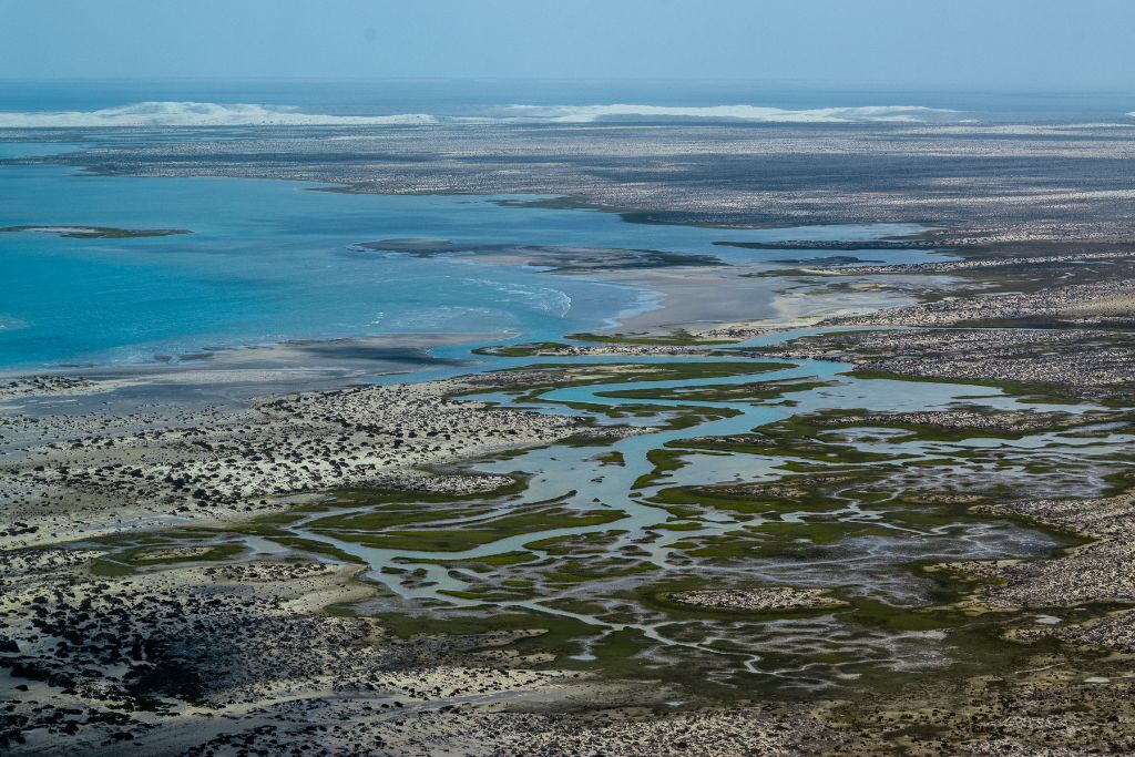 A view of the Ojo de Liebre lagoon from above